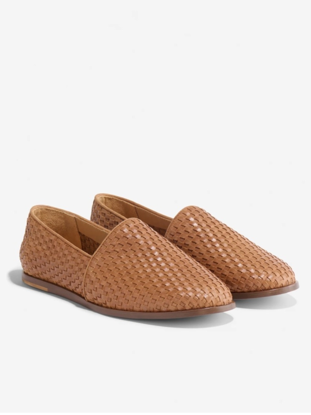 Nisolo Mara Woven Slip-On Women 9 Brown Almond Leather Loafers Flats Travel Chic